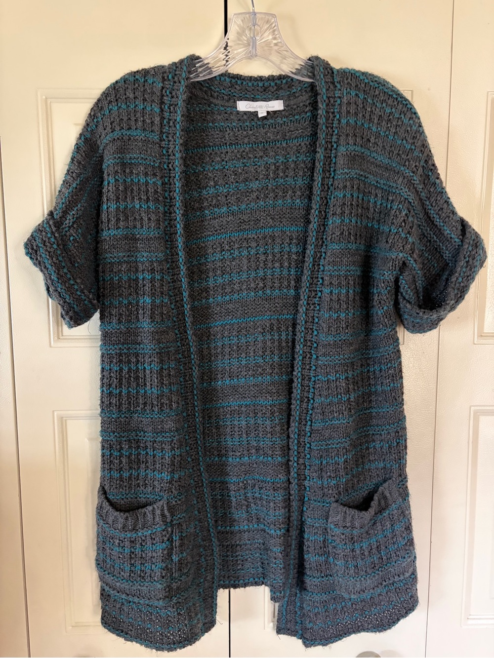 Y2K Charlotte Russo Fairy Grunge Open Cardigan Gray Turquoise SMALL Indie Sleeze